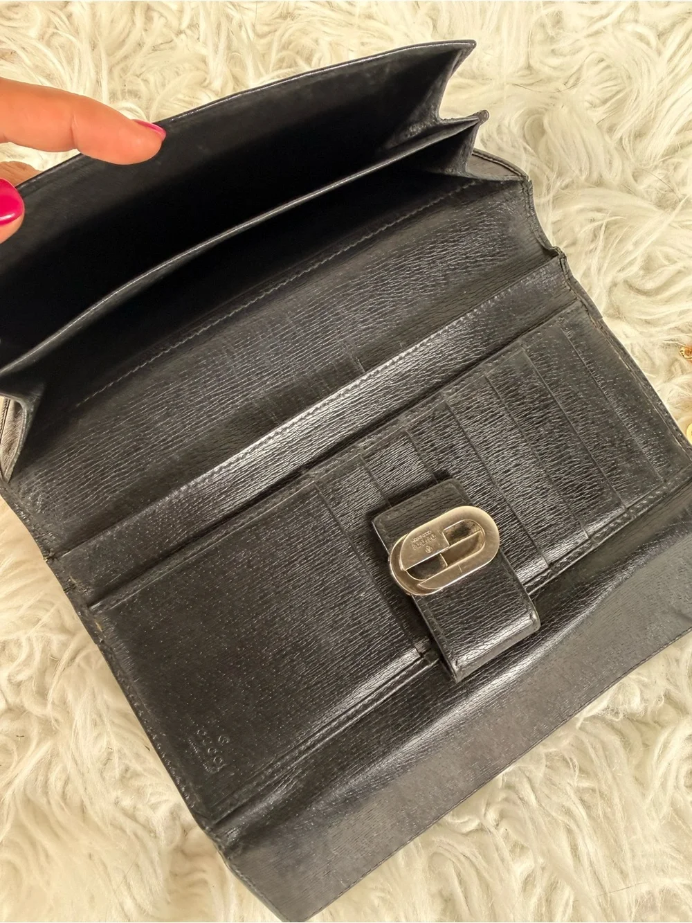 Classic Black Gucci  Leather Long Wallet - Unbranded